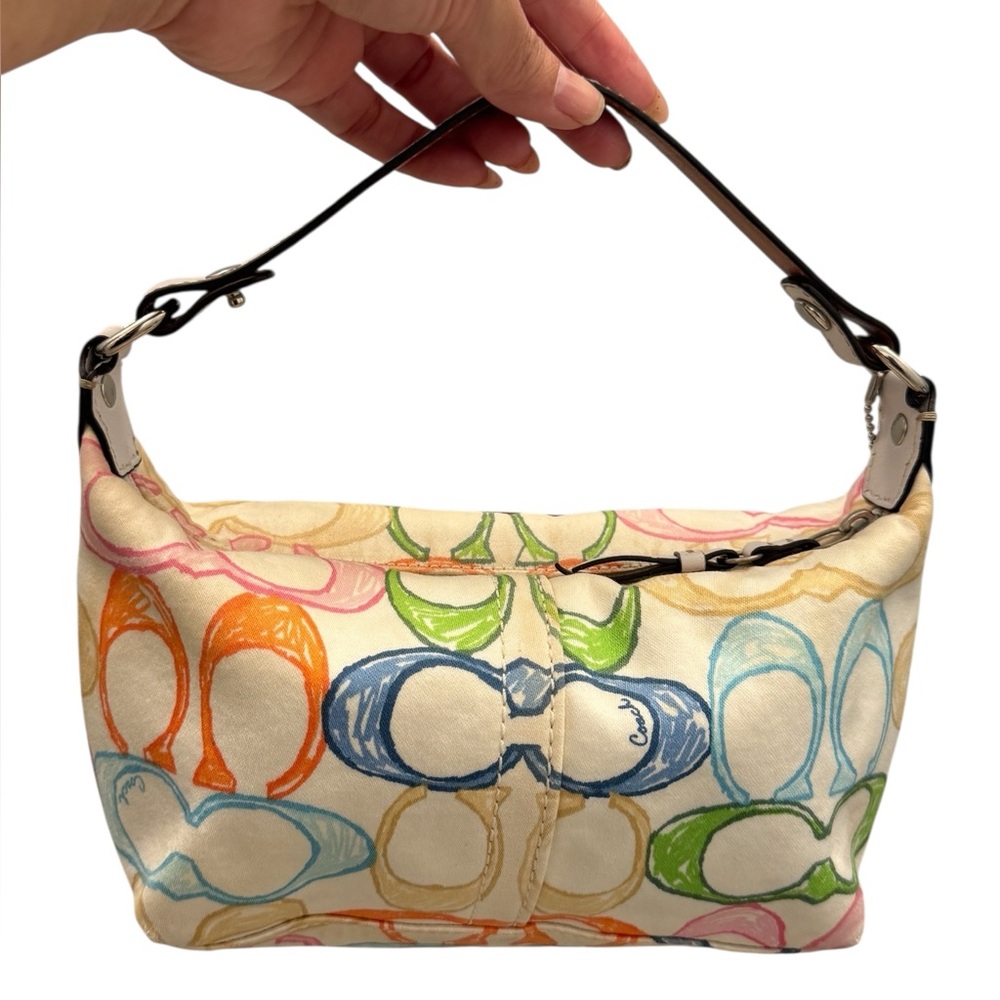 Coach Vintage Y2K Scribble Hamptons Weekend Mini Top Handle Purse Makeup Bag - Picture 2 of 10